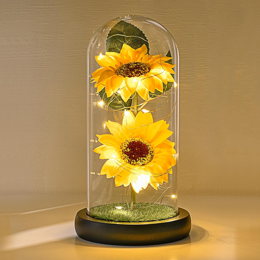 Girasoles Eternos en Cápsula de Cristal