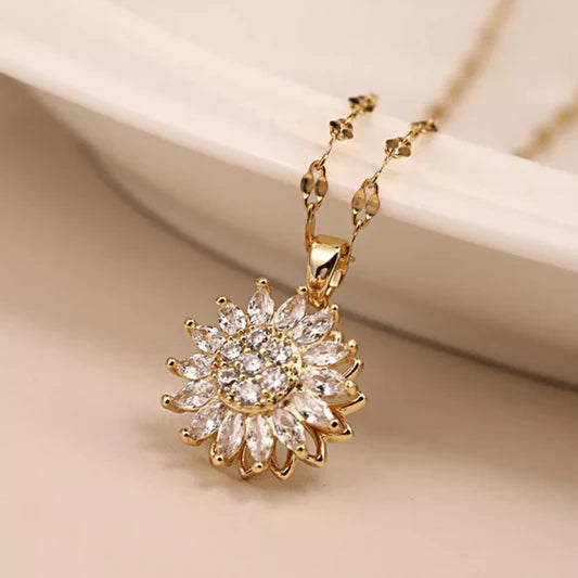 Set Completo Girasoles Giratorios: Anillo + Pulsera + Collar + Aretes