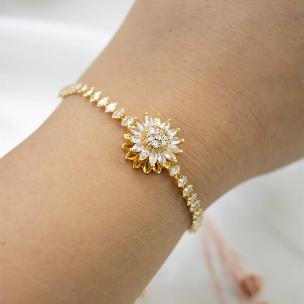 Set Completo Girasoles Giratorios: Anillo + Pulsera + Collar + Aretes